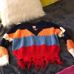 Bright colored Fringe sweater
